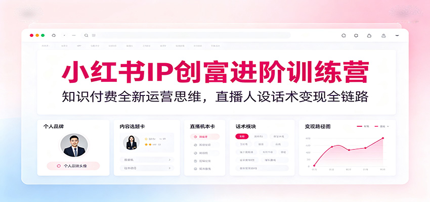 小红书IP创富进阶训练营：知识付费全新运营思维，直播人设话术变现全链路-小二项目网