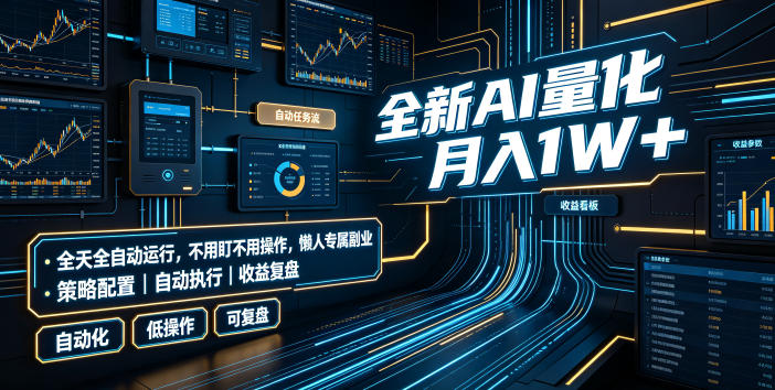 全新AI量化月入1W+，全天全自动运行，不用盯不用操作，懒人专属副业！【揭秘】-小二项目网