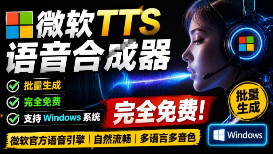 微软TTS免费语音配音生成器，完全免费，支持多语音、多音色选择，Windows系统专用TTS语音合成器-小二项目网