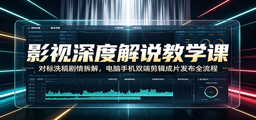 影视深度解说教学课：对标洗稿剧情拆解，电脑手机双端剪辑成片发布全流程-小二项目网
