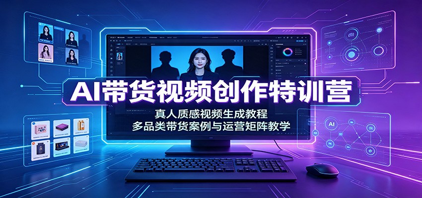 AI带货视频创作特训营：真人质感视频生成教程，多品类带货案例与运营矩阵教学-小二项目网