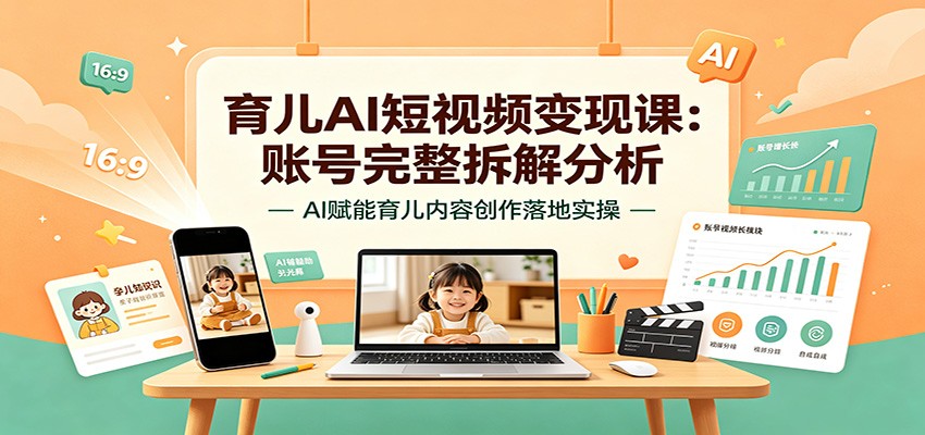 育儿AI短视频变现课：账号完整拆解分析，AI赋能育儿内容创作落地实操-小二项目网