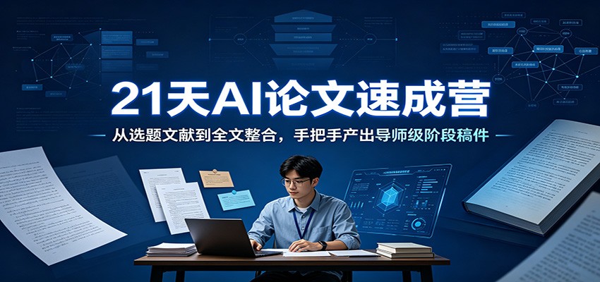 21天AI论文速成营：从选题文献到全文整合，手把手产出导师级阶段稿件-小二项目网