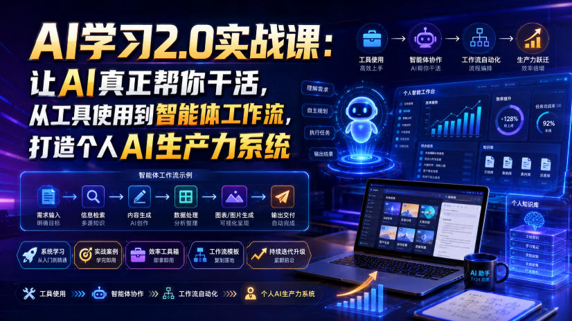 AI学习2.0实战课：让AI真正帮你干活，从工具使用到智能体工作流，打造个人AI生产力系统-小二项目网