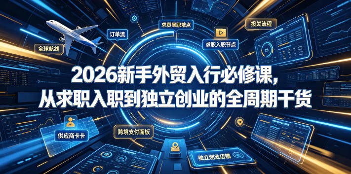 2026新手外贸入行必修课，从求职入职到独立创业的全周期干货-小二项目网