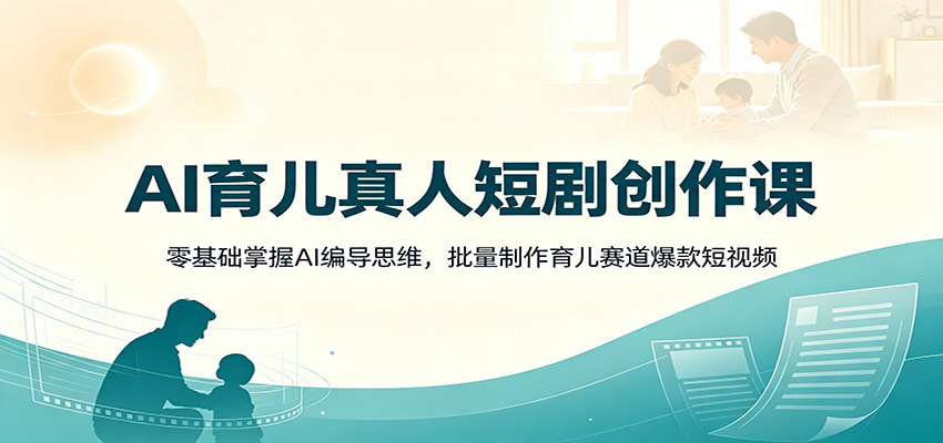 AI育儿真人短剧创作课：零基础掌握AI编导思维，批量制作育儿赛道爆款短视频-小二项目网