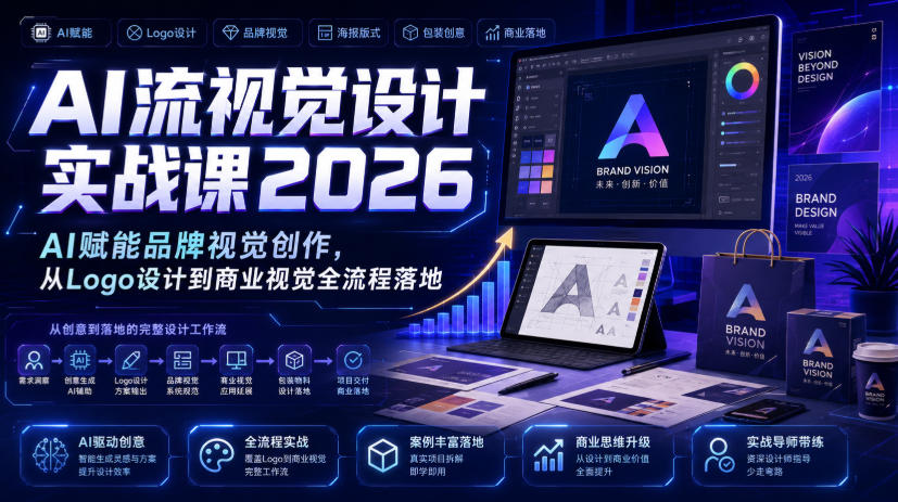 AI流视觉设计实战课2026：AI赋能品牌视觉创作，从Logo设计到商业视觉全流程落地-小二项目网
