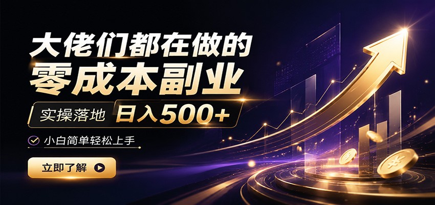 大佬们都在做的零成本副业,实操落地日入500+,小白一秒上手-小二项目网
