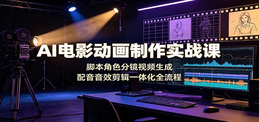 AI电影动画制作实战课：脚本角色分镜视频生成，配音音效剪辑一体化全流程-小二项目网