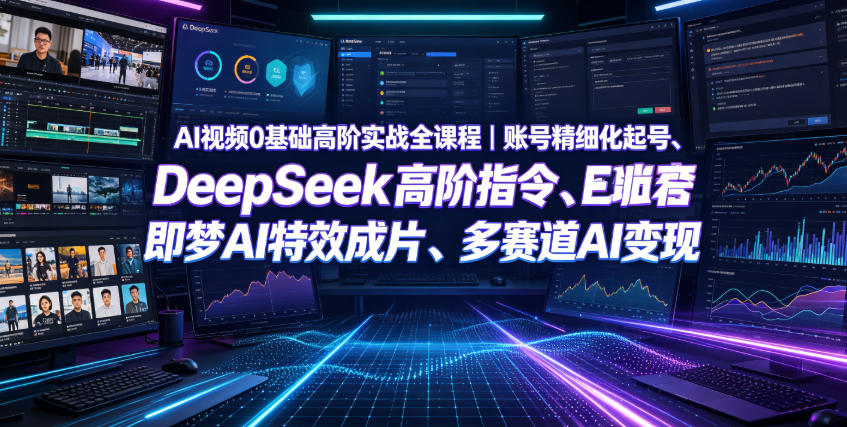 AI视频0基础高阶实战全课程｜账号精细化起号、DeepSeek高阶指令、即梦AI特效成片、多赛道AI短视频量产变现-小二项目网