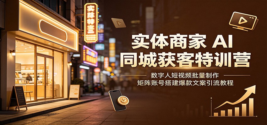 实体商家AI同城获客特训营：数字人短视频批量制作，矩阵账号搭建爆款文案引流教程-小二项目网