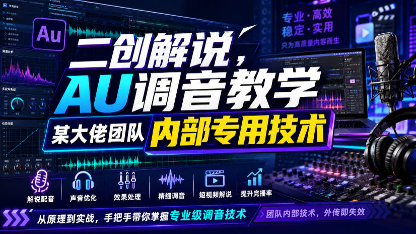 二创解说AU调音教学，某大佬团队内部专用技术-小二项目网