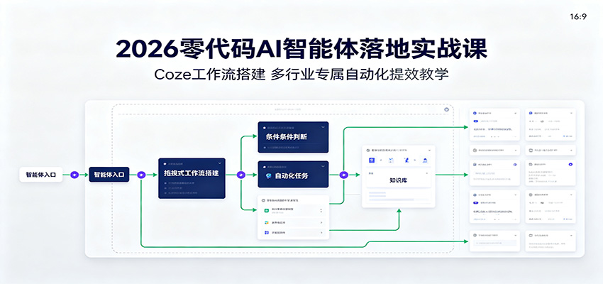 2026零代码AI智能体落地实战课：Coze工作流搭建，多行业专属自动化提效教学-小二项目网