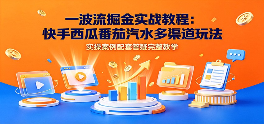 一波流掘金实战教程：快手西瓜番茄汽水多渠道玩法，实操案例配套答疑完整教学-小二项目网