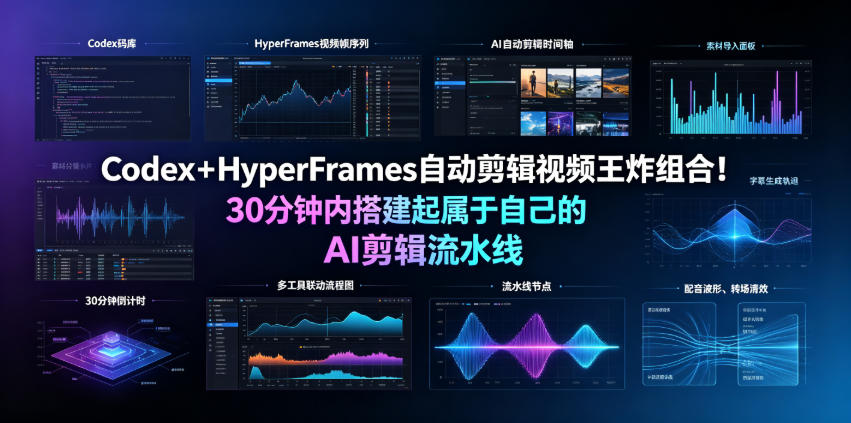Codex＋HyperFrames自动剪辑视频王炸组合！30分钟内搭建起属于自己的AI剪辑流水线（完整版实操教程手册）-小二项目网