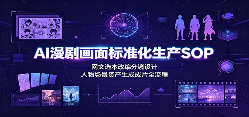 AI漫剧画面标准化生产SOP：网文选本改编分镜设计，人物场景资产生成成片全流程-小二项目网