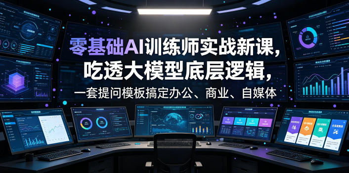 零基础AI训练师实战课，吃透大模型底层逻辑，一套提问模板搞定办公、商业、自媒体、设计、生活全场景AI落地应用-小二项目网