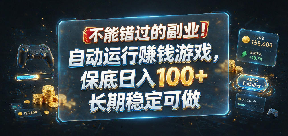 不能错过的副业！自动运行賺钱游戏，保底日入100+，长期稳定可做【揭秘】-小二项目网