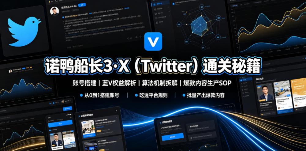 诺鸭船长3·X（Twitter）通关秘籍，涵盖账号搭建、蓝V权益解析、算法机制拆解及爆款内容生产SOP（更新）-小二项目网