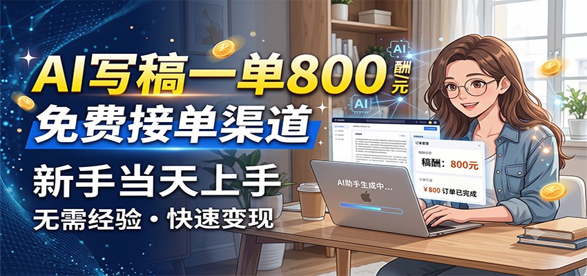 AI写稿一单800，免费接单渠道，一单一结几十到上千，新手当天上手-小二项目网