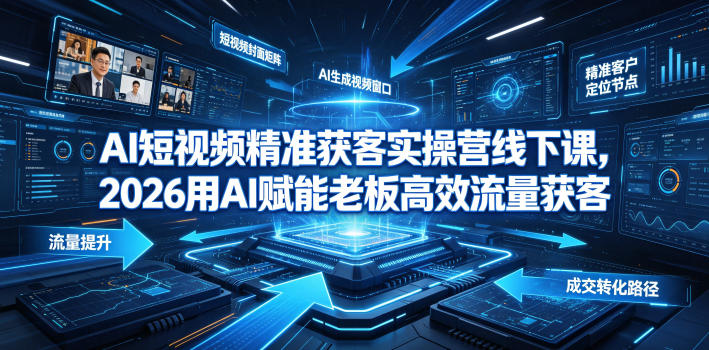AI短视频精准获客实操营6月10-14号线下课，2026用AI赋能老板高效流量获客-小二项目网