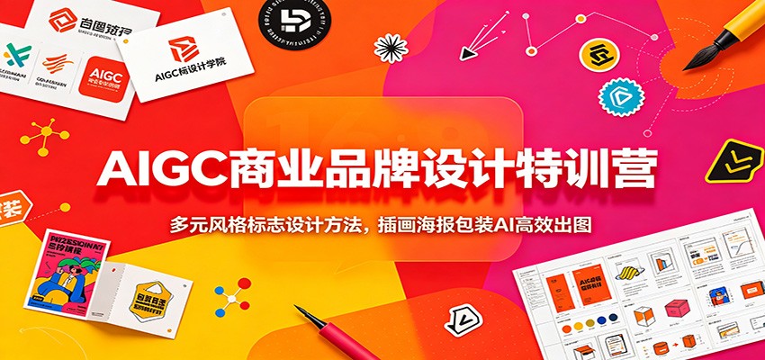 AIGC商业品牌设计特训营：多元风格标志设计方法，插画海报包装AI高效出图-小二项目网