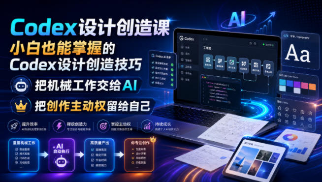 Codex设计创造课，小白也能掌握的Codex设计创造技巧，把机械工作交给AI，把创作主动权留给自己-小二项目网