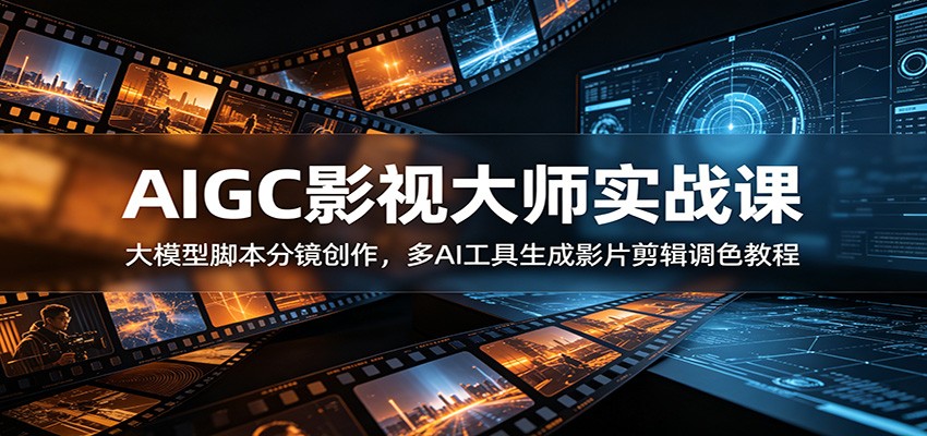 AIGC影视大师实战课：大模型脚本分镜创作，多AI工具生成影片剪辑调色教程-小二项目网