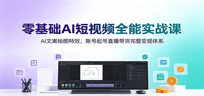 零基础AI短视频全能实战课：AI文案绘图特效，账号起号直播带货完整变现体系-小二项目网