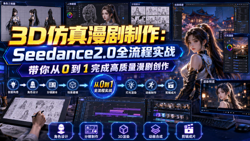 3D仿真漫剧制作：Seedance2.0全流程实战，带你从0到1完成高质量漫剧创作-小二项目网