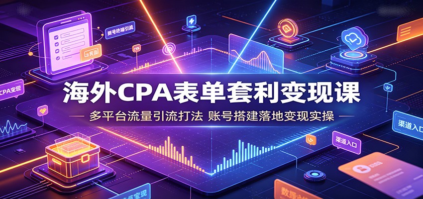 海外CPA表单套利变现课：多平台流量引流打法，账号搭建落地变现实操-小二项目网
