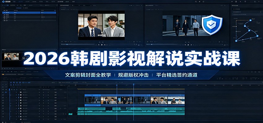 2026韩剧影视解说实战课：文案剪辑封面全教学，规避版权冲击平台精选签约通道-小二项目网
