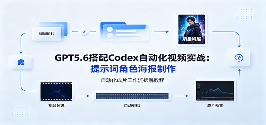 GPT5.6搭配Codex自动化视频实战：提示词角色海报制作，自动化成片工作流拆解教程-小二项目网