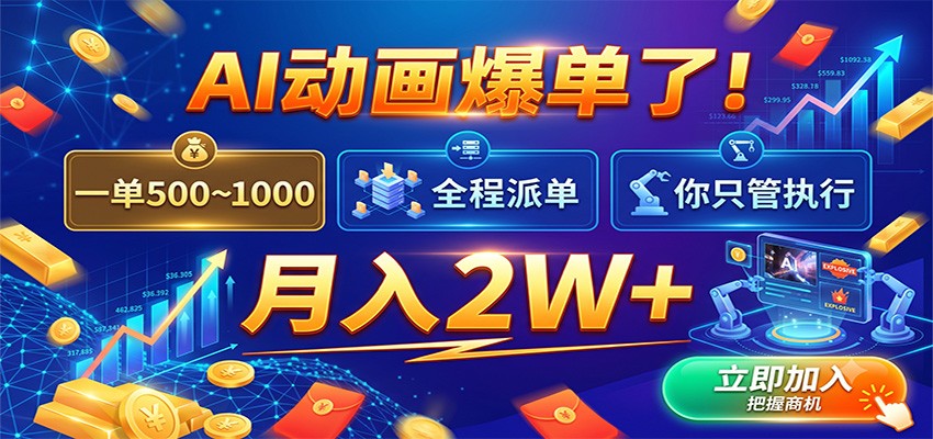 AI动画爆单了！一单500~1000，全程派单，你只管执行，月入2W+-小二项目网