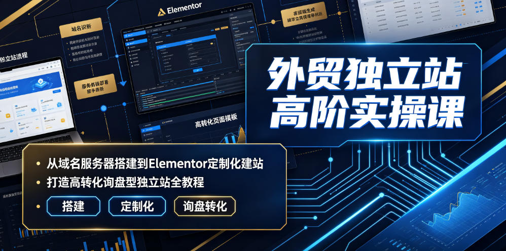 外贸独立站高阶实操课｜从域名服务器搭建到Elementor定制化建站，打造高转化询盘型独立站全教程-小二项目网