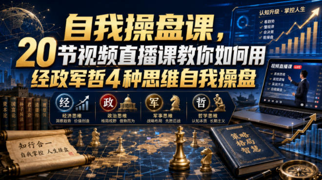 自我操盘课，20节视频直播课教你如何用经政军哲4种思维自我操盘-小二项目网