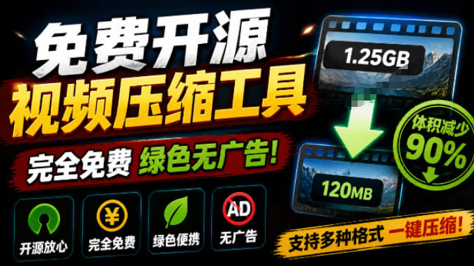 Github开源视频压缩瘦身工具，轻松压缩90%，并保持画质清晰，完全免费绿色无广告！VideoSlim-小二项目网