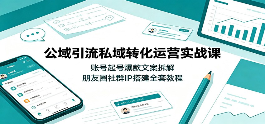 公域引流私域转化运营实战课：账号起号爆款文案拆解，朋友圈社群IP搭建全套教程-小二项目网