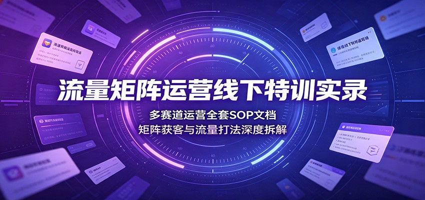流量矩阵运营线下特训实录：多赛道运营全套SOP文档，矩阵获客与流量打法深度拆解-小二项目网