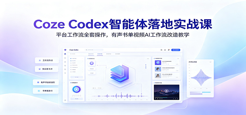 Coze Codex智能体落地实战课：平台工作流全套操作，有声书单视频AI工作流改造教学-小二项目网