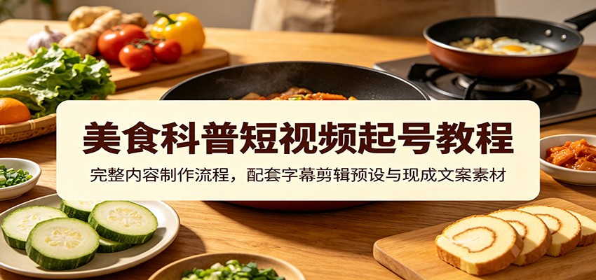 美食科普短视频起号教程：完整内容制作流程，配套字幕剪辑预设与现成文案素材-小二项目网