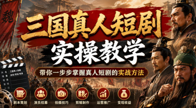 三国真人短剧实操教学，带你一步步掌握真人短剧的实战方法-小二项目网