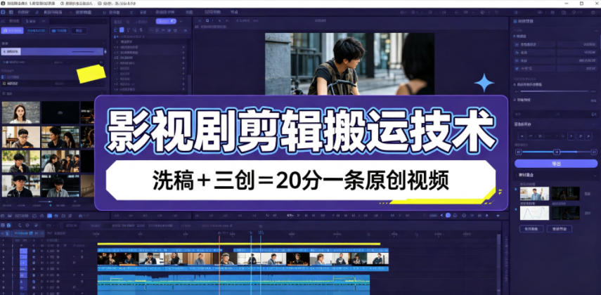 影视剧剪辑搬运技术，洗稿+三创=20分一条原创视频-小二项目网