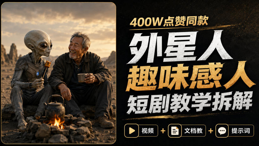 400W点赞同款外星人趣味感人短剧教学拆解，视频+文档教+提示词-小二项目网