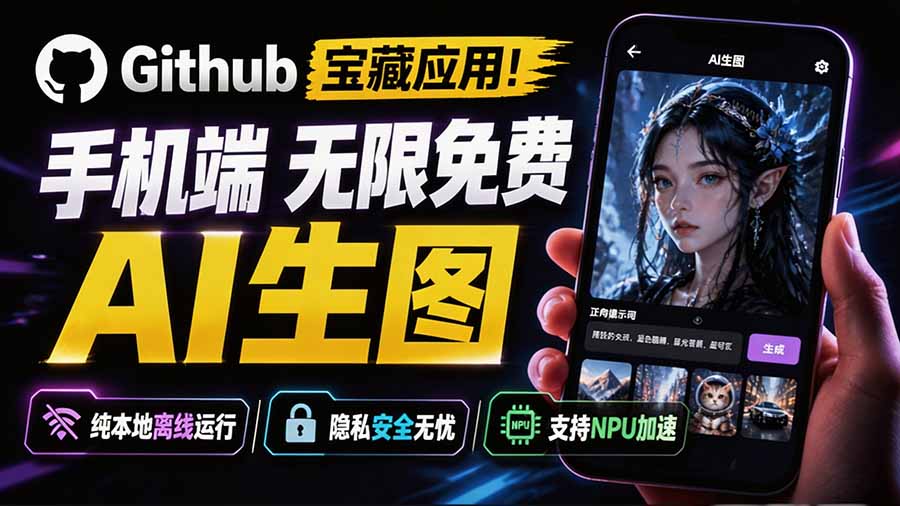 （19681期）Github宝藏应用！手机端无限免费AI 生图，纯本地离线运行，支持NPU加速 斩获3.1k stars，local-dream-小二项目网
