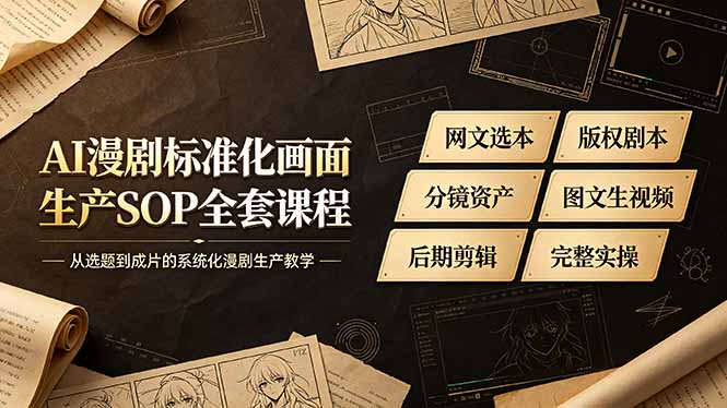 （19806期）AI漫剧标准化画面生产SOP全套课程-更新，网文选本版权剧本分镜资产全覆盖，图文生视频后期剪辑完整实操教学-小二项目网