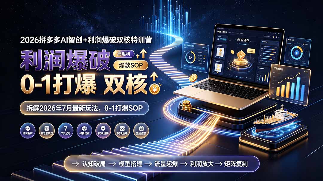 （19804期）2026拼多多AI智创+利润爆破双核特训营-更新：拆解2026年7月最新玩法，0-1打爆SOP-小二项目网