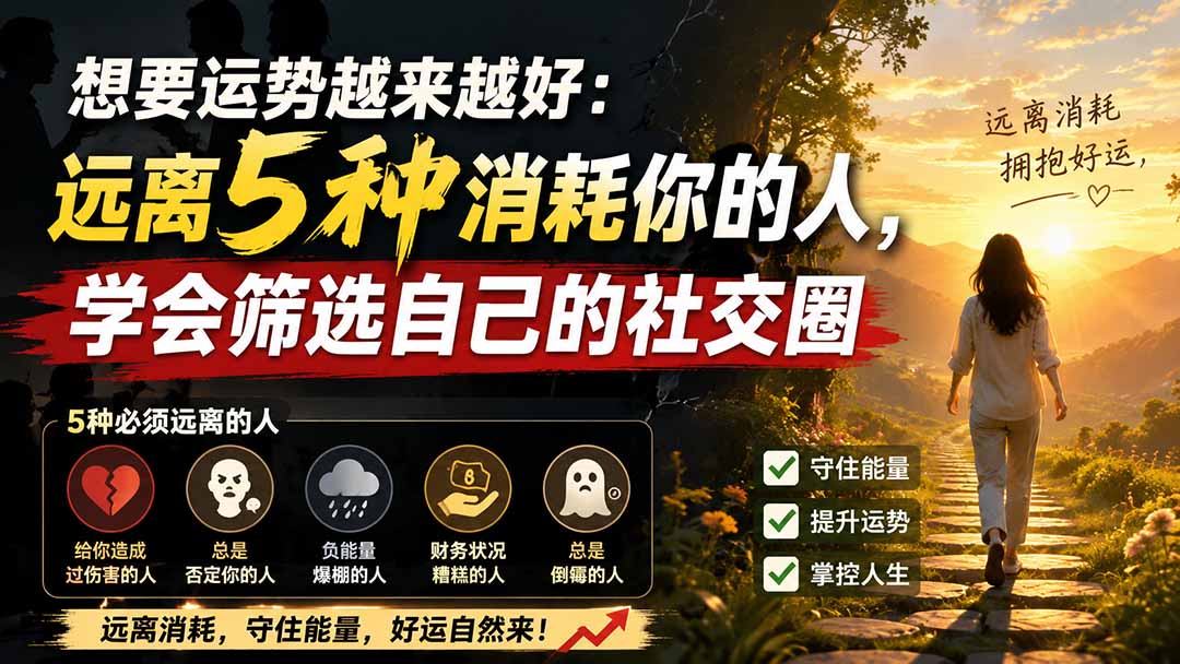 （19965期）付费文章：想要运势越来越好：远离5种消耗你的人，学会筛选自己的社交圈-小二项目网