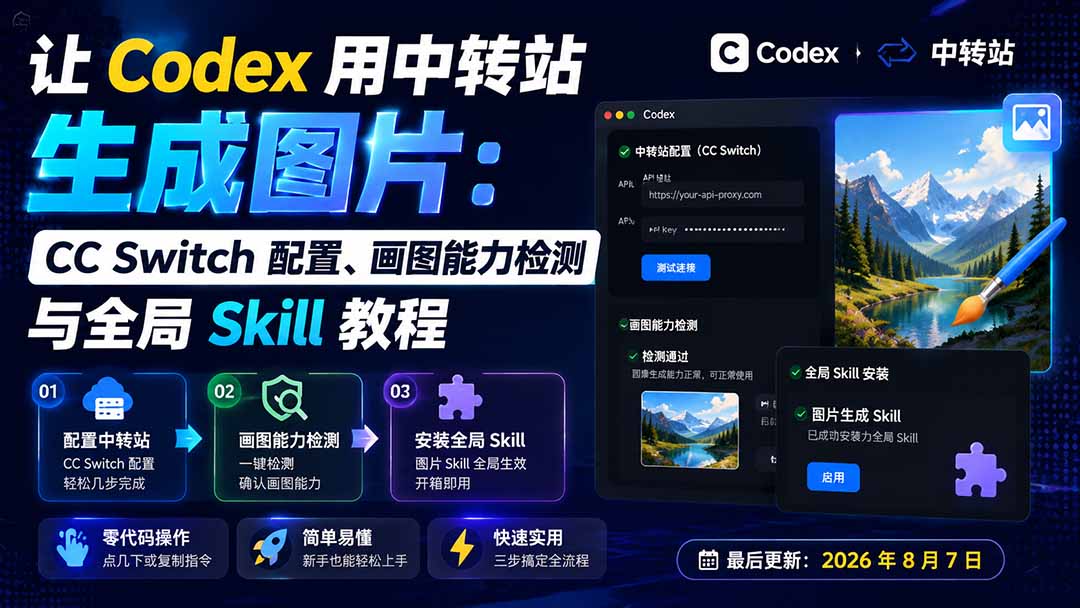 （19777期）让 Codex 用中转站生成图片：CC Switch 配置、画图能力检测与全局 Skill 教程-小二项目网