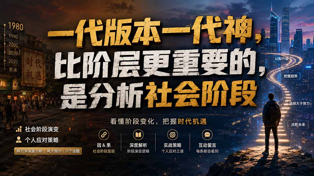 （19745期）付费文章：一代版本一代神，比阶层更重要的，是分析社会阶段-小二项目网